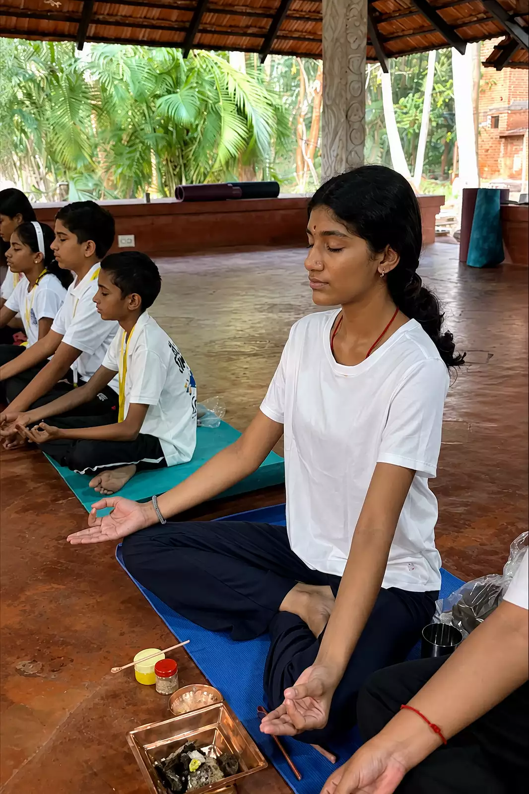 Children after training at the Gurukula, Shivapura.