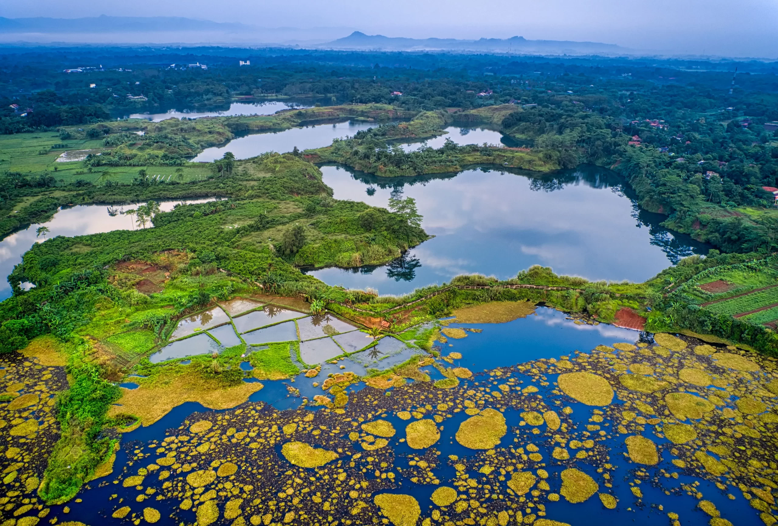 Lakes and trees around Shivapura